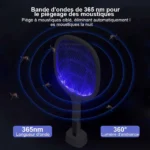 Raquette anti-moustiques 2 en 1, aster par USB, avec lampe UV, 1200mAh – Image 3