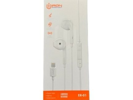 Écouteurs Filaire "IRON" ER-01 Lightning – Stéréo Super Bass & Commande Intégrée