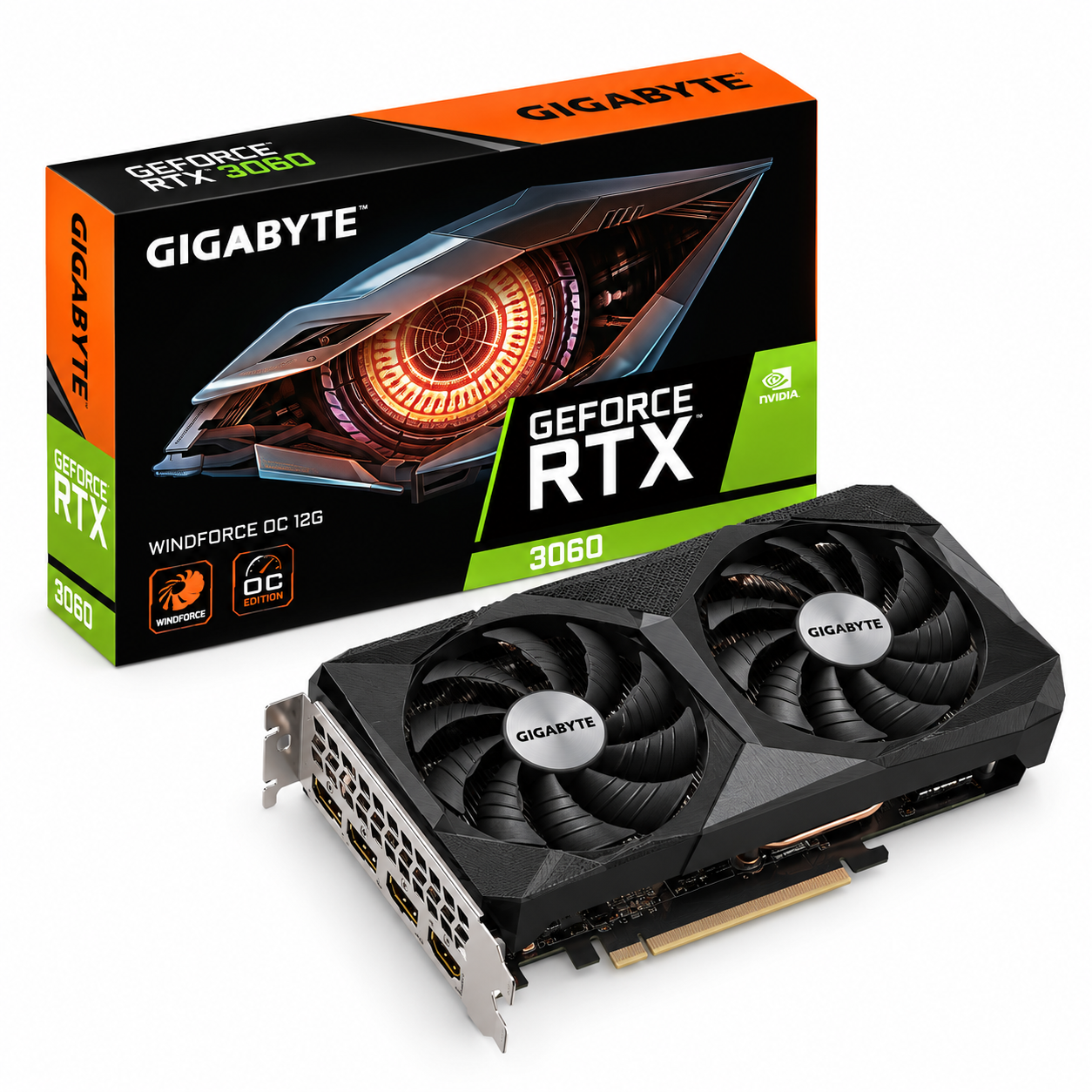 exec-98579494-4614-405f-b18c-843c57649313 Carte graphique Gigabyte GeForce RTX 3060 WINDFORCE OC 12G avec sa boîte