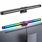 Barre lumineuse LED RGB C105A installée sur un écran PC