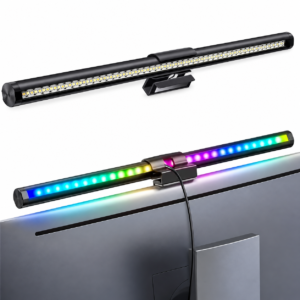 Barre lumineuse LED RGB C105A installée sur un écran PC