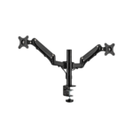 Support de bureau NOVA ARMOR 2 noir, double bras, entier et centré sur fond transparent