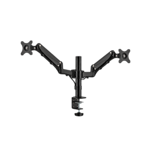 Support de bureau NOVA ARMOR 2 noir, double bras, entier et centré sur fond transparent