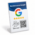 Présentoir de comptoir Google Avis avec NFC et QR code
