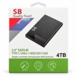 Boîtier externe SB 2,5 pouces SATA USB-C 3.1 sur fond blanc